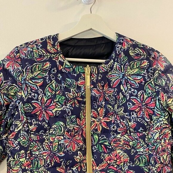 Lilly Pulitzer Womens Lilah Reversible Down Coat Jacket Small - Picture 4 of 11